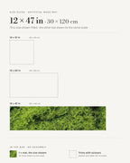 12 x 47 in (30 x 120 cm) moss mat, shown filled against the other two sizes at the same scale.