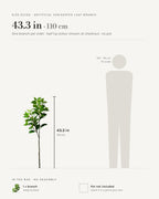 Size guide: 43.3 in / 110 cm branch shown beside a 5 ft 9 in figure