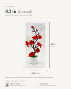 Size guide: 8.3 in tall and 4.3 in across, pot included