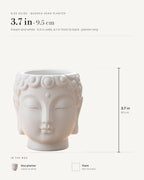 Size guide: Buddha head planter, cream and white, 3.7 in