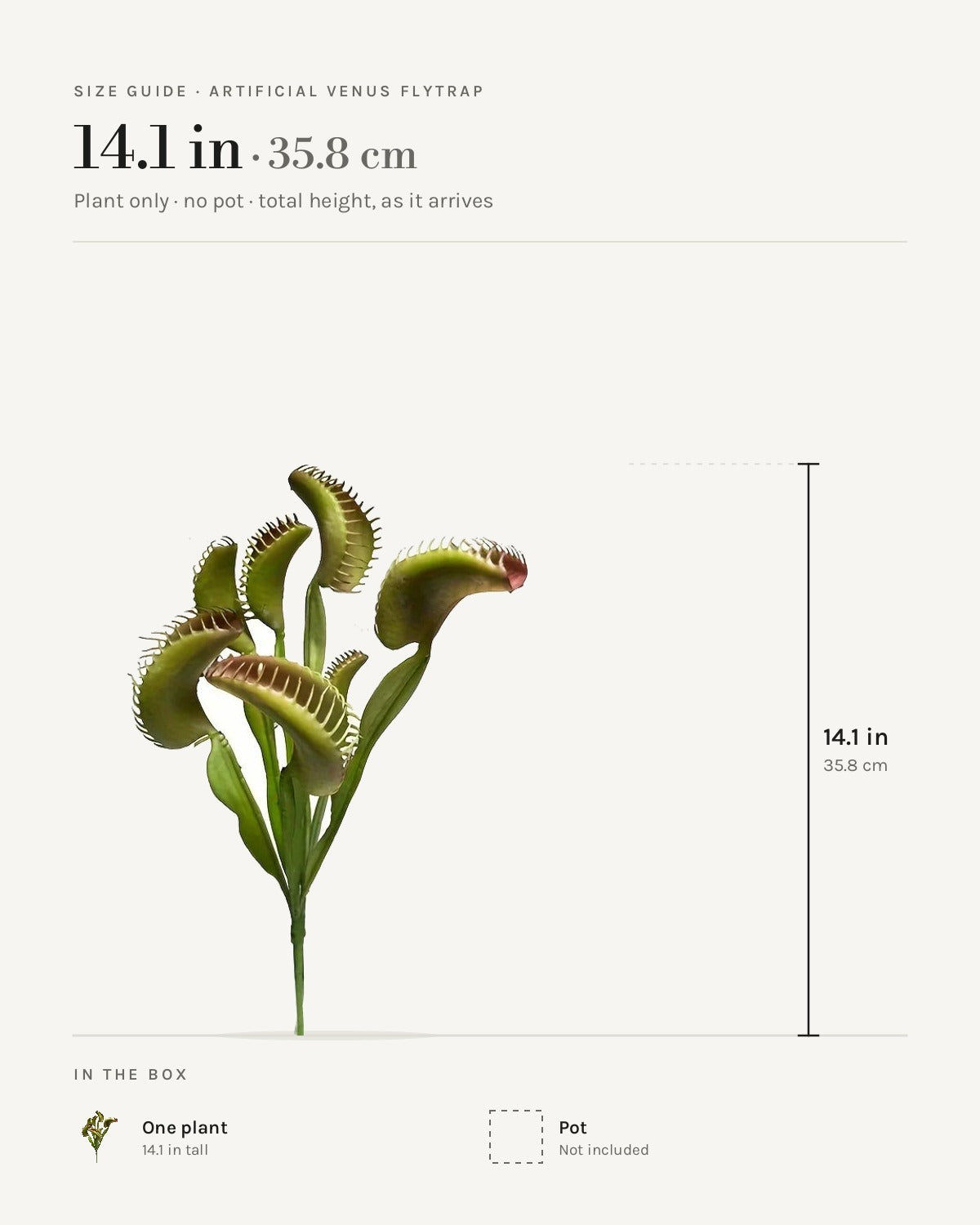 Size guide: artificial Venus flytrap at 14.1 in