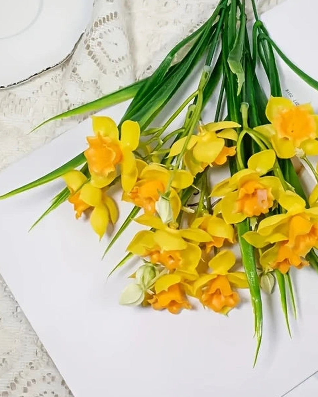 Orange and yellow colorway, close detail of the flowers.