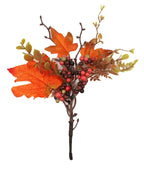 Artificial fall pick, maple leaves and dark berries