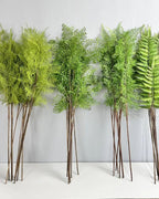The four artificial fern styles standing side by side