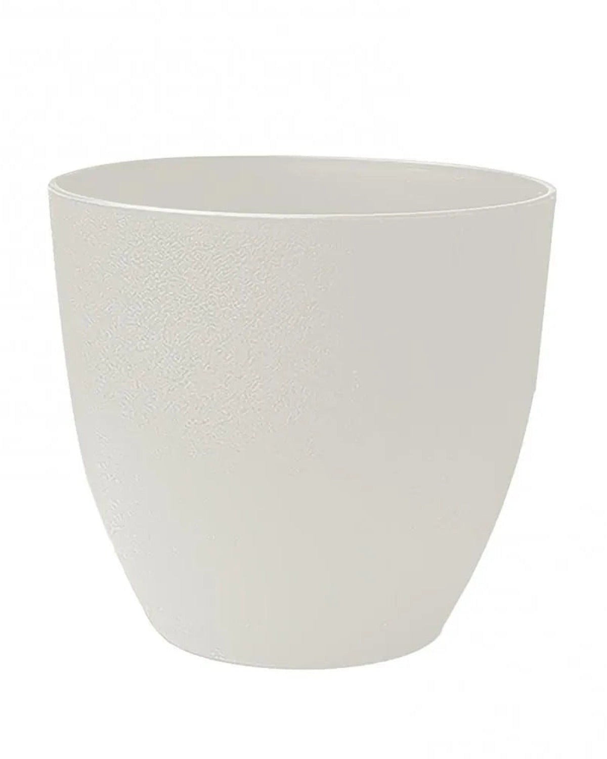 White, stone effect plant pot, empty