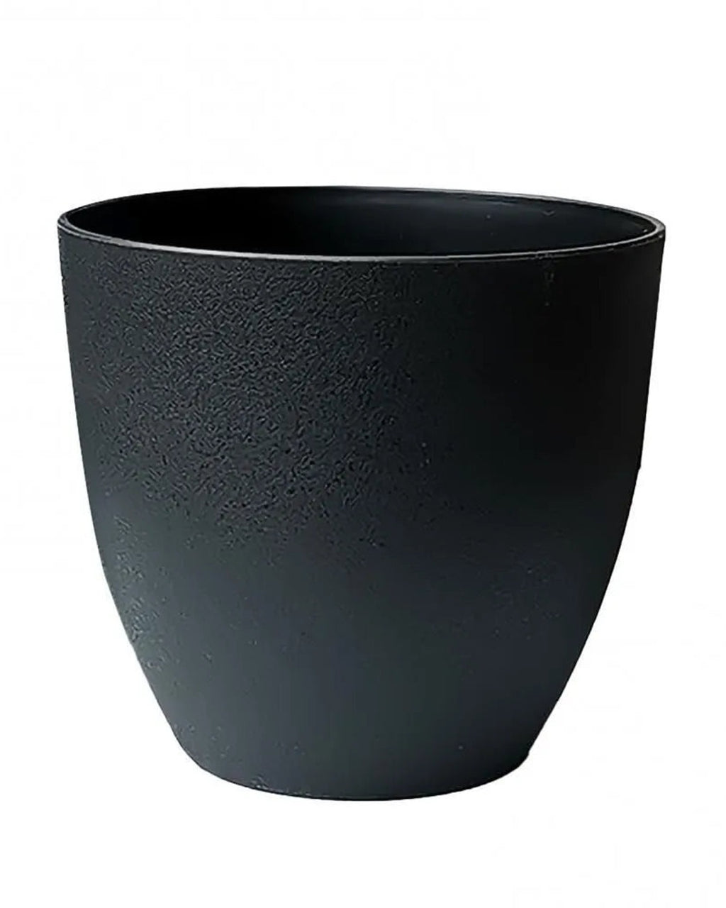 Black, stone effect plant pot, empty