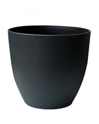 Black, stone effect plant pot, empty