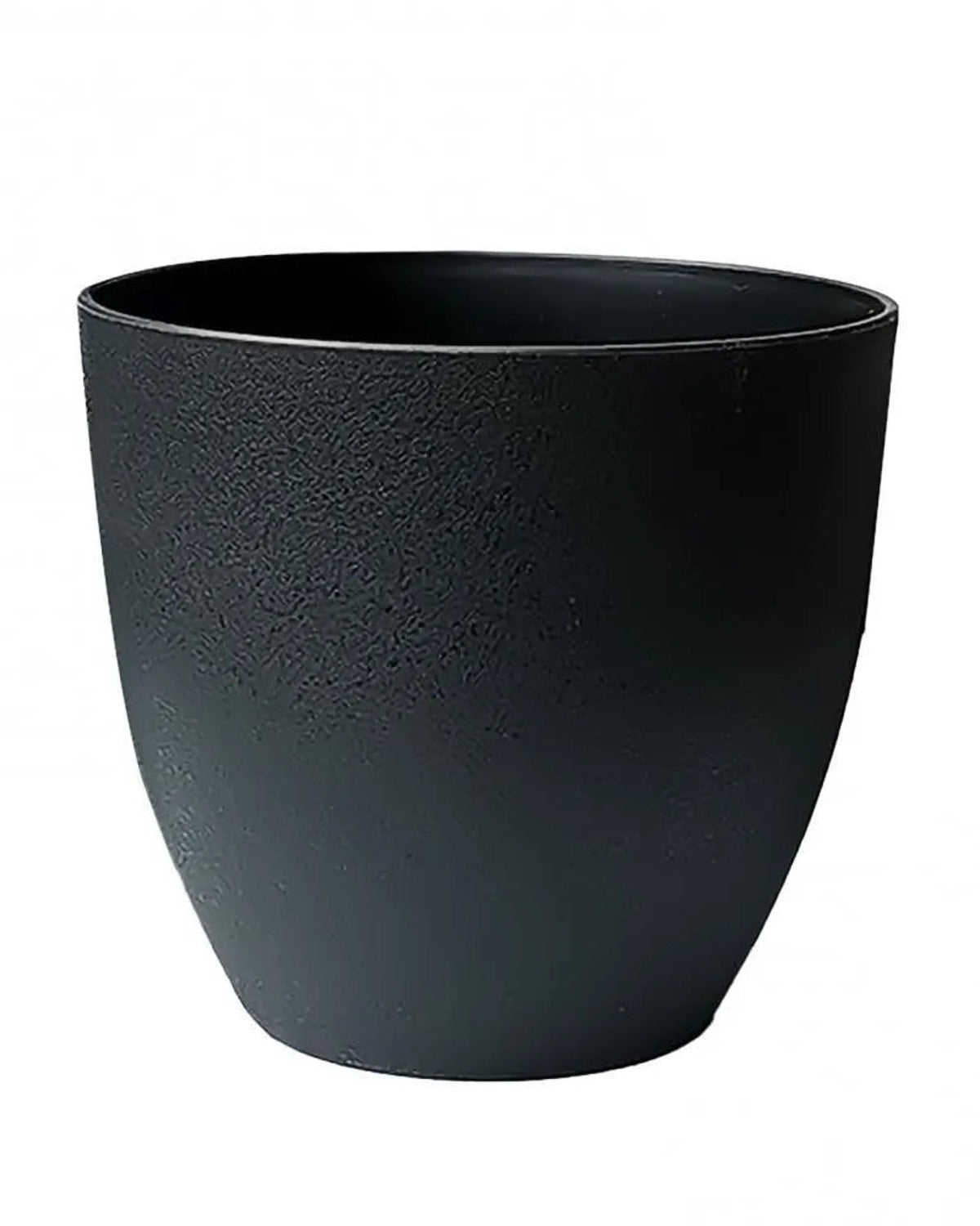 Black, stone effect plant pot, empty