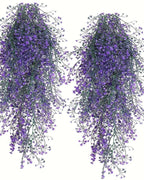 Two purple artificial wisteria sprays hung side by side on a plain background; each order is one spray