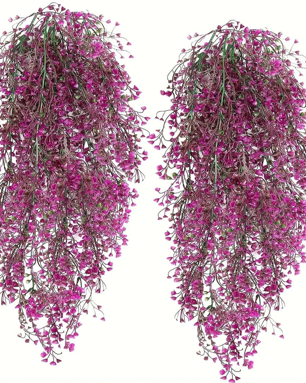 Two magenta artificial wisteria sprays hung side by side on a plain background; each order is one spray