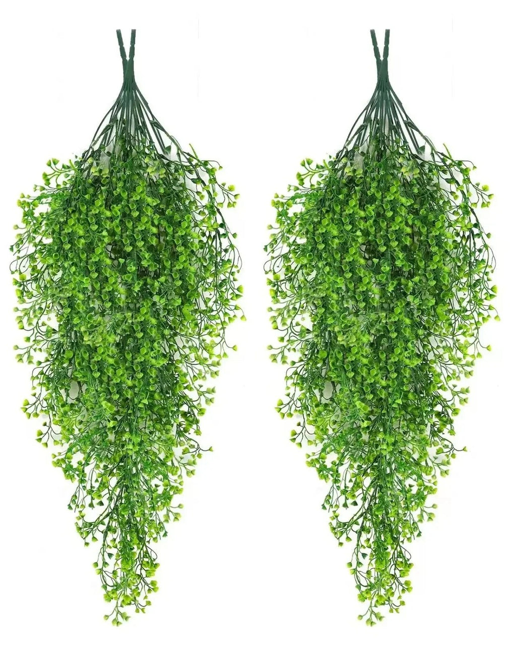 Two green artificial wisteria sprays hung against a pale wall; each order is one spray