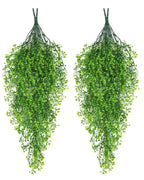 Two green artificial wisteria sprays hung against a pale wall; each order is one spray