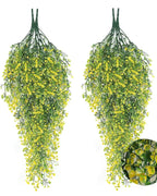 Two yellow artificial wisteria sprays hung side by side, with the blooms shown close up; each order is one spray