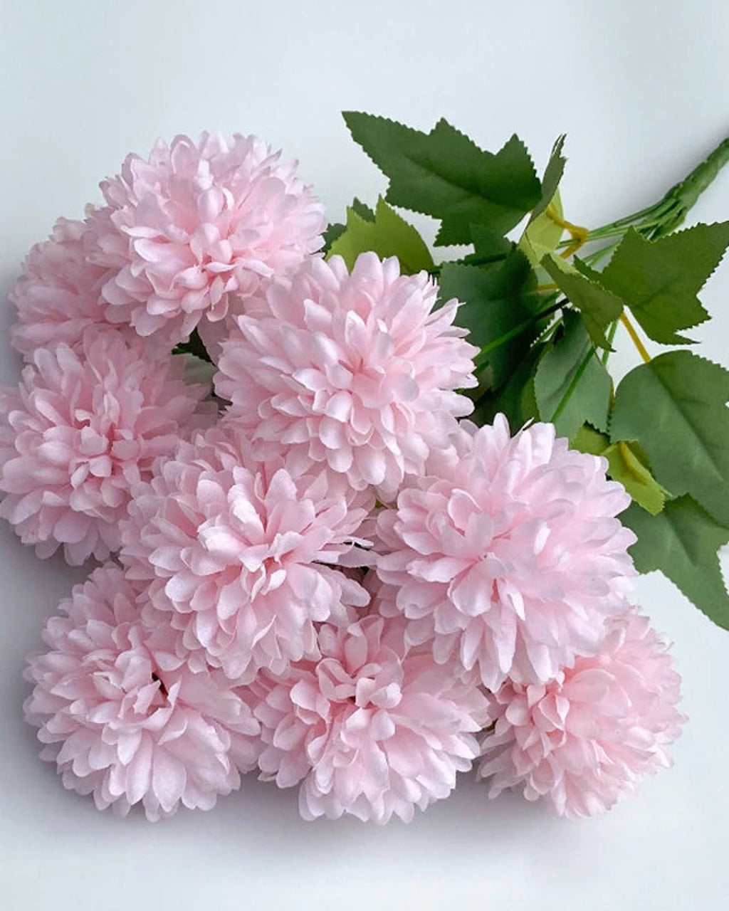 Pale Pink artificial pompom chrysanthemums, one bunch