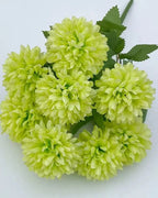 Lime Green artificial pompom chrysanthemums, one bunch