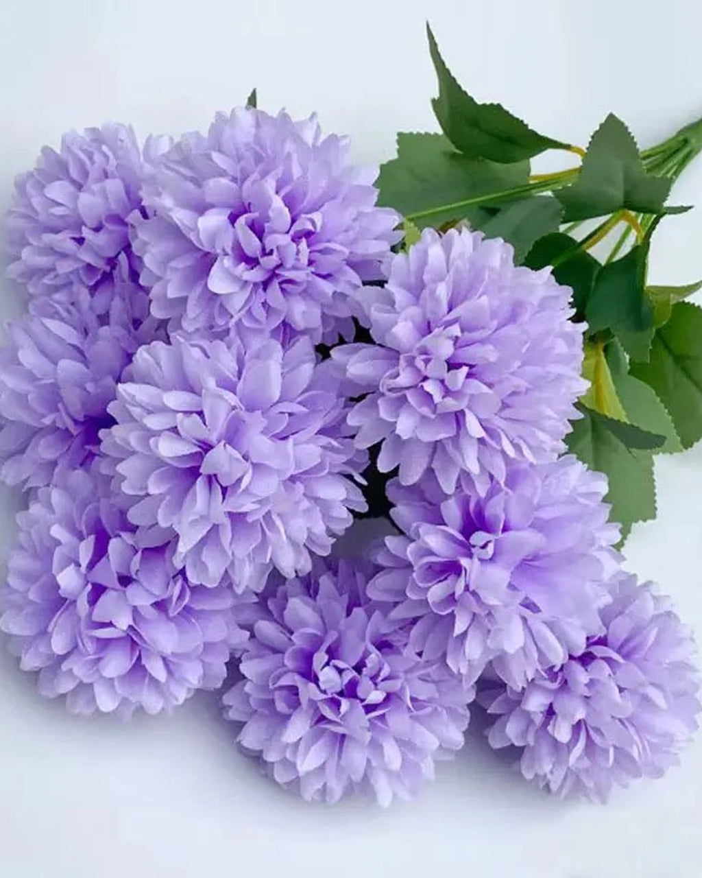 Lilac artificial pompom chrysanthemums, one bunch