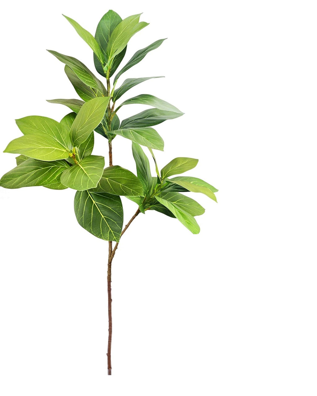 Veined oval leaf, 3 stems, 53.1 in, artificial tree branch