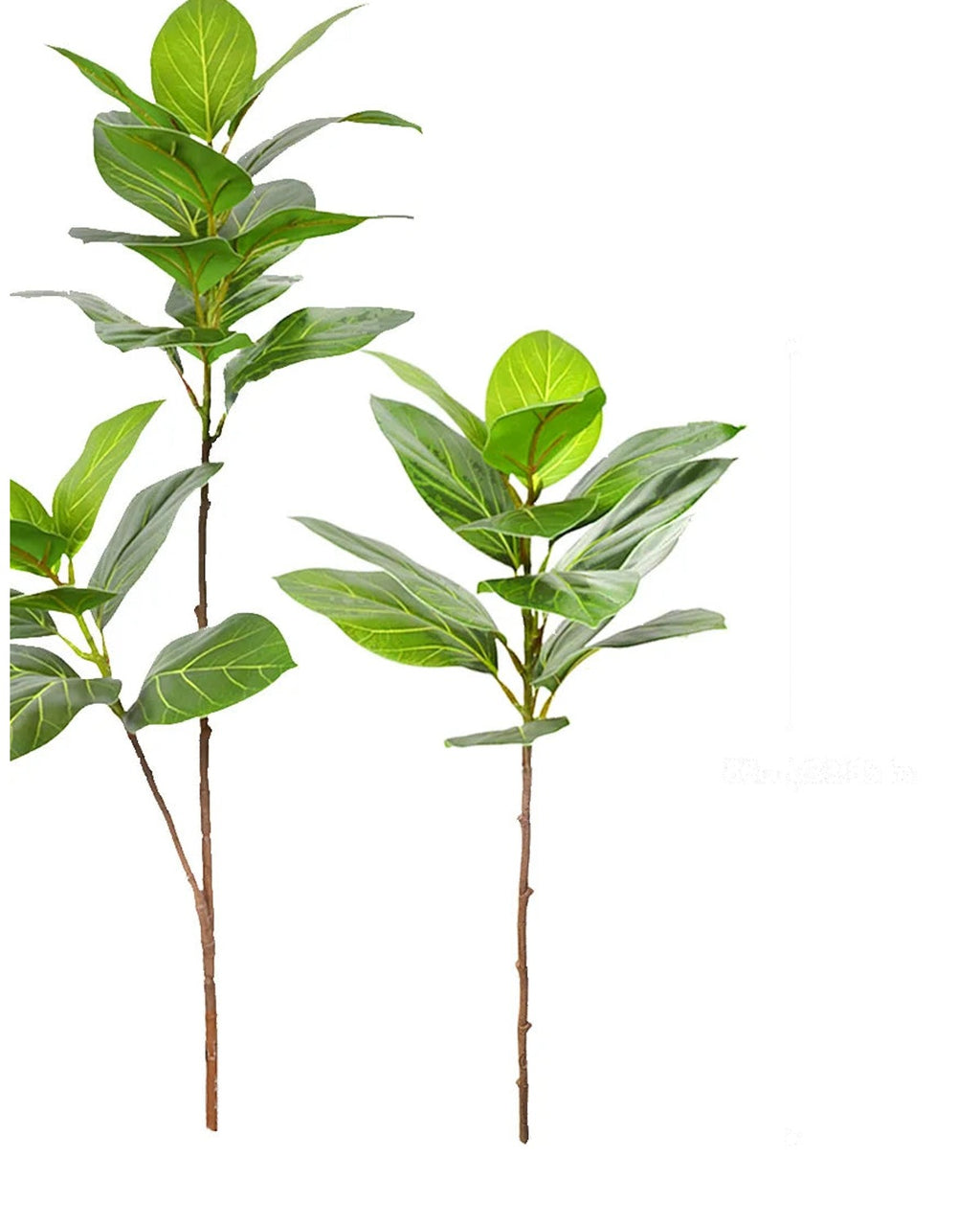 Veined oval leaf, set of 2, 41.3 and 33.9 in, artificial tree branch