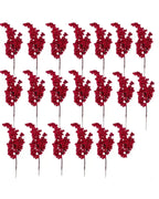 Twenty artificial berry branches laid out together, the full pack