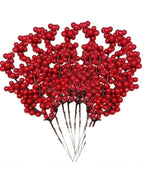 Ten artificial berry branches gathered in a bunch