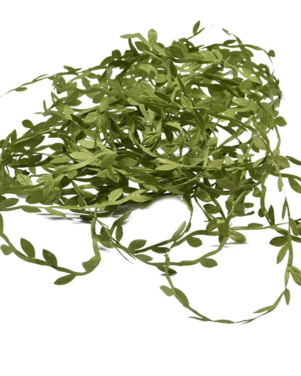 The leaf trim unwound into a loose heap, single strands running clear of it