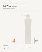 Size guide: pumpkin branch pick at 14.2 in, beside a 5 ft 9 in figure