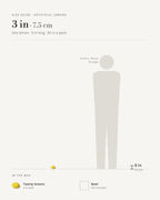 Size guide: artificial lemon at 3 in long, twenty in a pack, beside a 5 ft 9 in figure