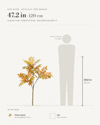 Size guide: autumn leaf artificial tree branch at 47.2 in, the tallest of its sizes, beside a 5 ft 9 in figure; also 29.9 and 43.3 in