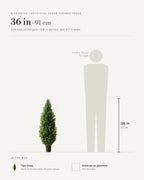 Size guide: artificial cedar topiary tree at 36 in, one of the pair