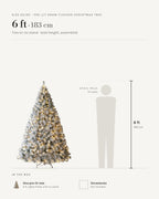 Size guide: pre-lit snow flocked Christmas tree at 6 ft