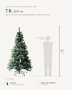 Size guide: artificial Christmas tree, green with frosted tips, at 7 ft