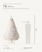 Size guide: white artificial Christmas tree at 7 ft