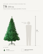 Size guide: artificial spruce Christmas tree at 7 ft