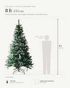 Size guide: artificial Christmas tree, green with frosted tips, at 8 ft