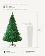 Size guide: artificial spruce Christmas tree at 8 ft