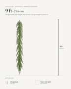 Size guide: artificial cypress garland, 9 ft long